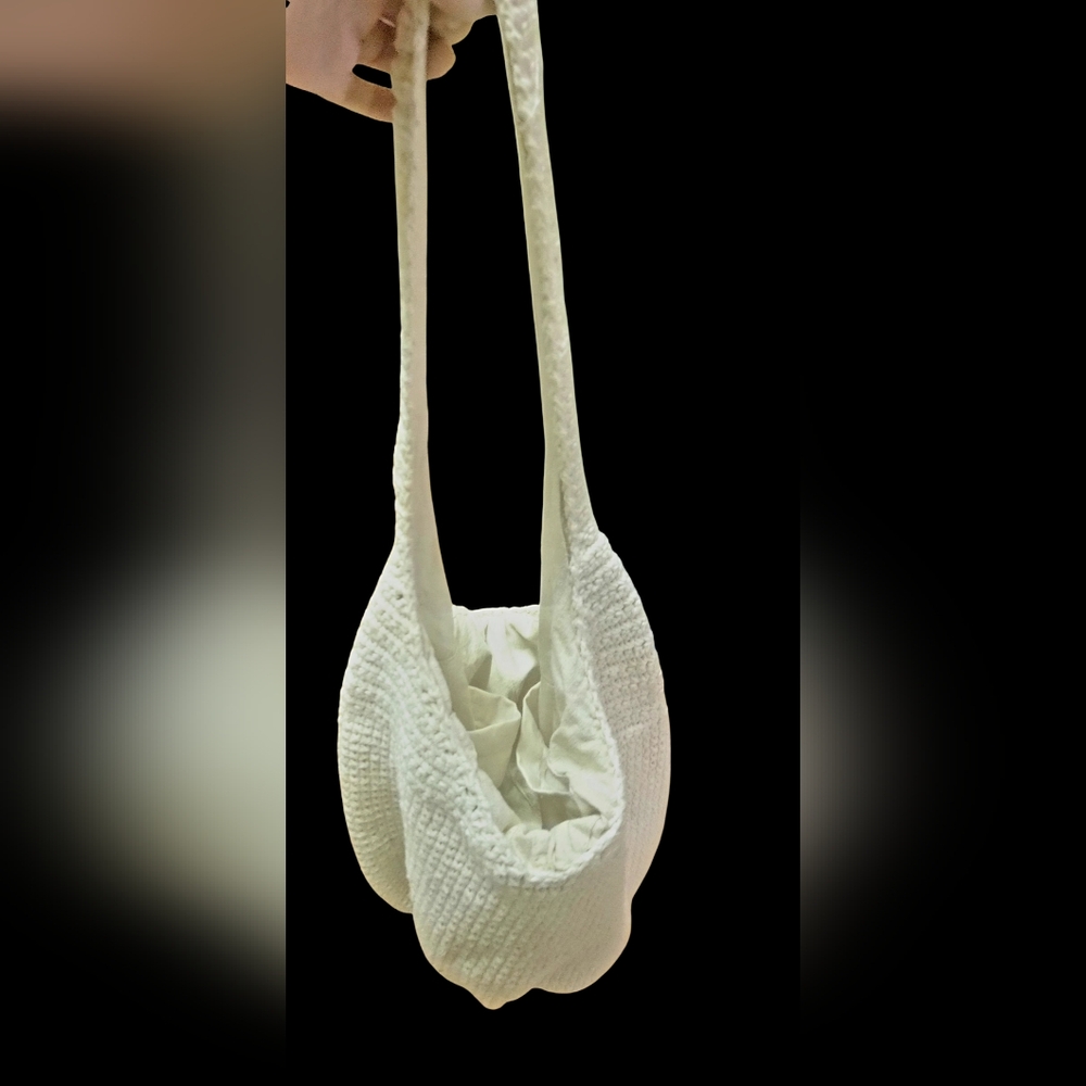 Women's Boho Off White Crochet Shoulder Bag Travel Tote Hippie Purse